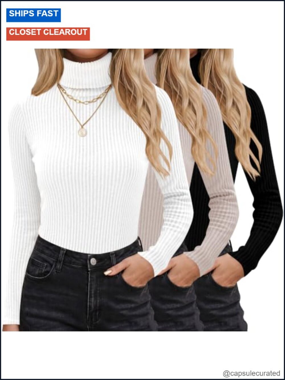 Women's Turtleneck Sweater Ribbed Knit Long Sleeve Pullover Top Fall Winter
